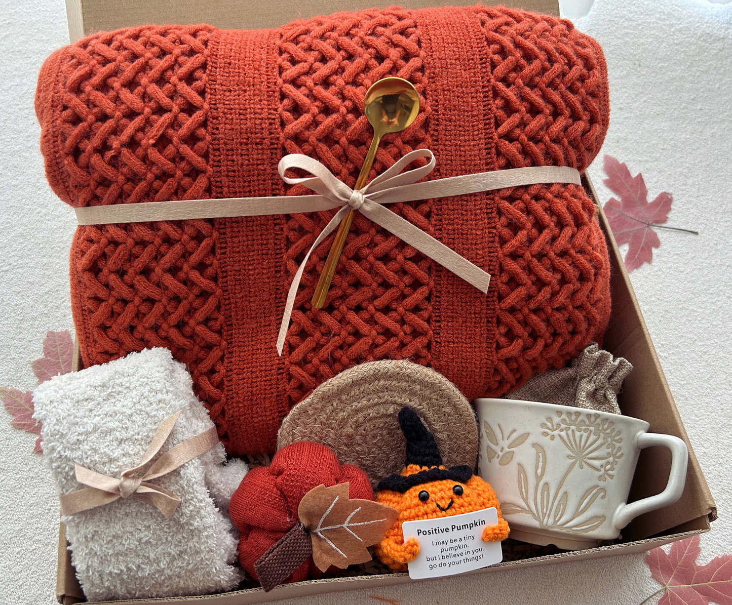 Cozy Care Package for Best Friend Fall Theme Self Care Gift Basket