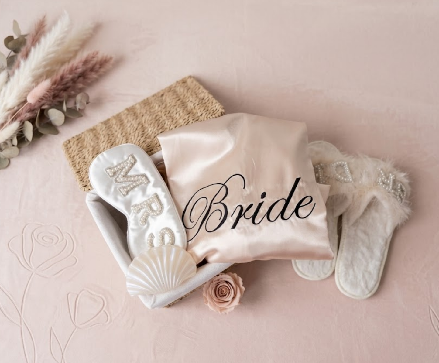 Wedding Shower Gift Basket | Bride Robe Slippers & Spa Set Basketful Gifts