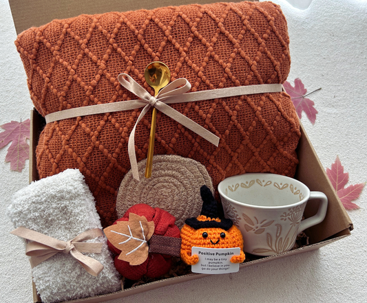 Fall Basket for Women Pumpkin Theme Care Package Burnt Orange