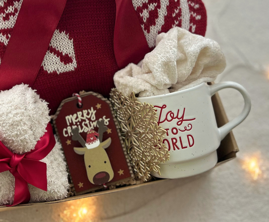 Christmas Gift Basket for Women with Chritmas Snowflake Blanket