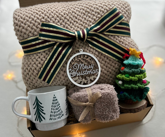 Christmas Gift Baskets for Family & Friends with Cozy Blanket and Xmas Mug Basketful Gifts
