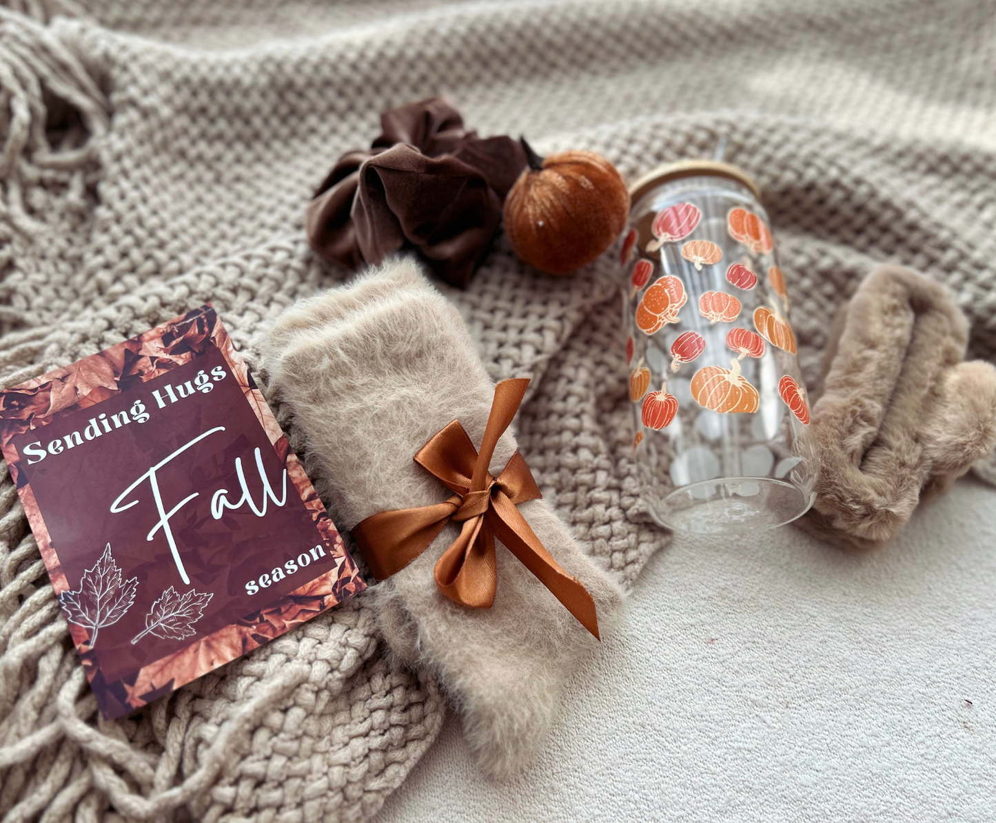 Thinking of You Care Package for Women with Blanket & Pumpkin Tumbler