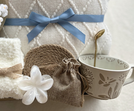 Care Package Gift Basket for Women with Crochet Flower Bouquet, Blanket and Care Essentials