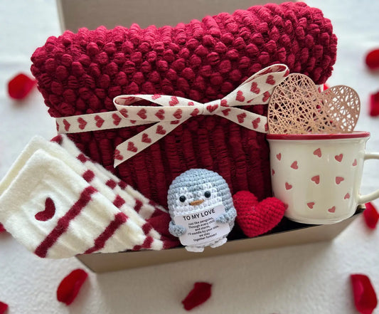 Curated Valentine’s Day Gift Box for Her – Luxury Cozy Blanket & Love-Inspired Gifts Basketful Gifts