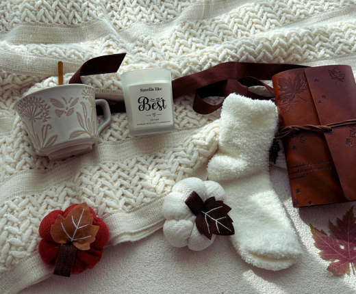 Cozy Self Care Gift Basket for Women & Men with Crochet Blanket
