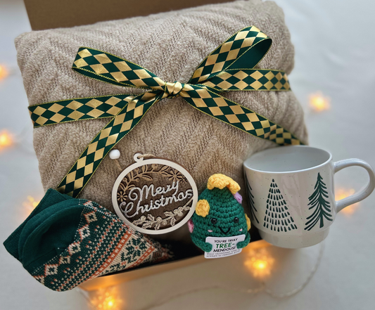 Christmas Gift Baskets for Him with Cozy Blanket and Xmas Mug Basketful Gifts
