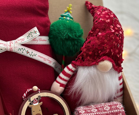 Santa's Little Treat Christmas Gift Box for Her – Scarf, Plush Santa & Festive Socks Basketful Gifts