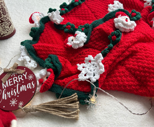 Santa Snuggle Christmas Gift Basket for Her – Round Santa Blanket, Reindeer Tumbler & Socks Basketful Gifts