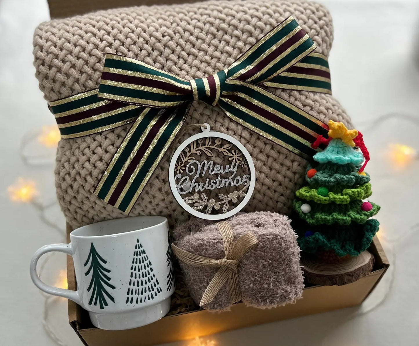 Christmas Gift for Family - Cozy Blanket & Holiday Mug - Basketful Gifts