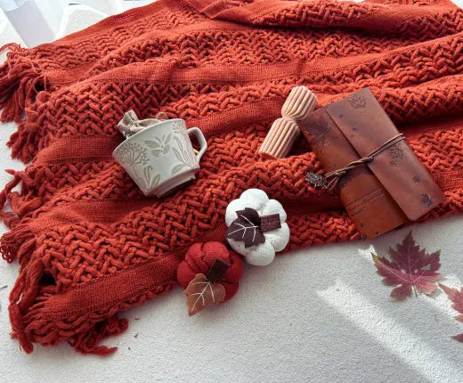 Cozy Fall Gift Basket with Blanket and Pumpkin,Boho Aesthetic Gift Basket for Women - Basketful Gifts