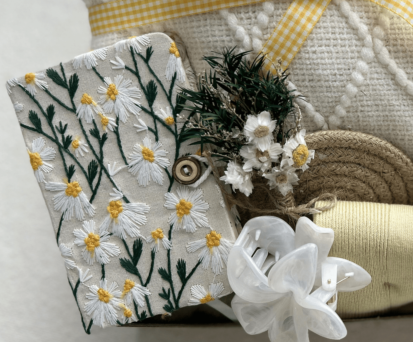 Daisy Theme Spring Self-Care Gift Box with Blanket and Cozy Accessories |Pampering Package - Basketful Gifts