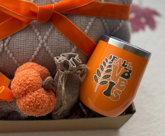 Fall Vibe Gift Basket with Blanket and Tumbler - Basketful Gifts
