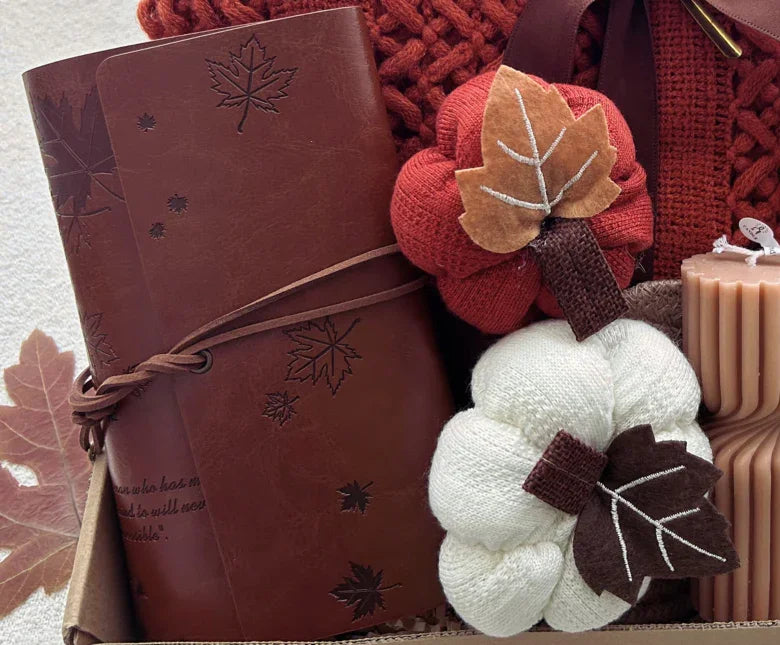 Cozy Fall Gift Basket with Blanket and Pumpkin,Boho Aesthetic Gift Basket for Women