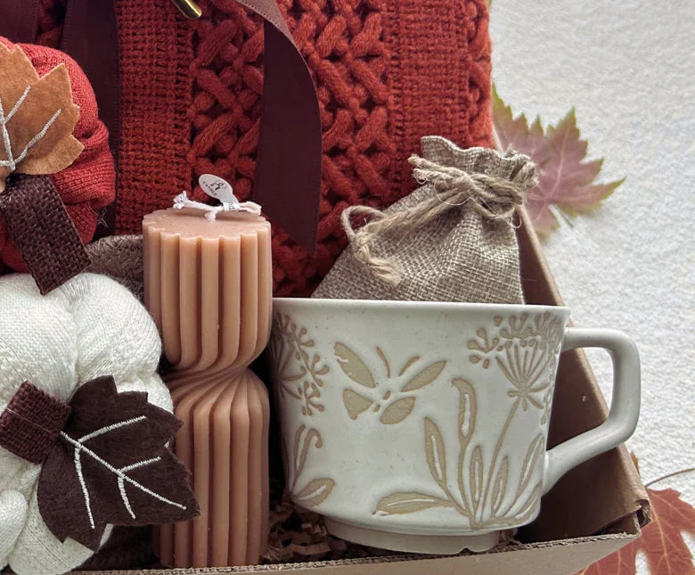 Cozy Fall Gift Basket with Blanket and Pumpkin,Boho Aesthetic Gift Basket for Women