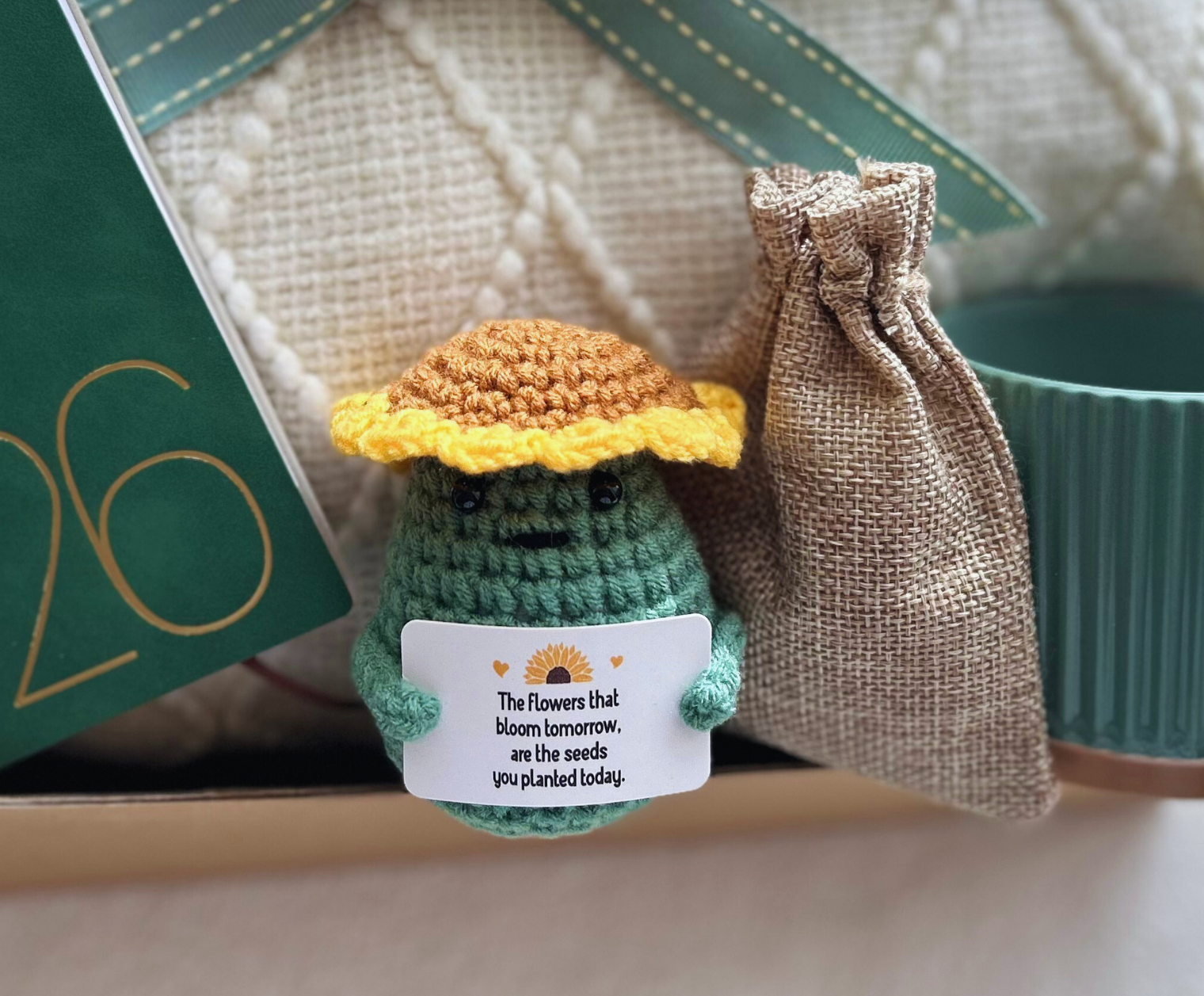 2026 "Perspective & Peace"Gift Basket — Collection for New Beginnings, Hand-Knit Comfort, and Daily Motivation Basketful Gifts