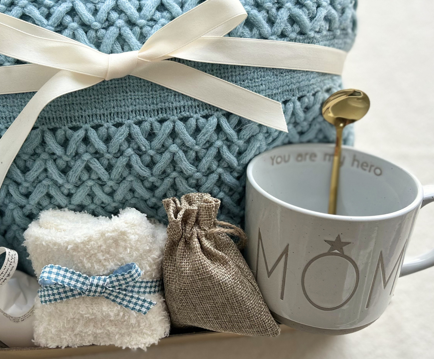 Mom's Day Gift Basket - "You Are My Hero" Cozy Blanket & Mug Set