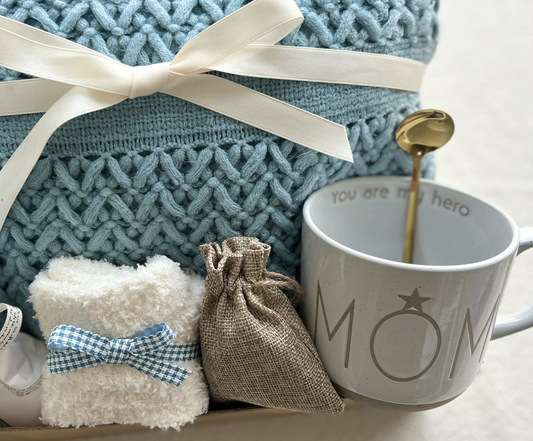 Mom's Day Gift Basket - "You Are My Hero" Cozy Blanket & Mug Set