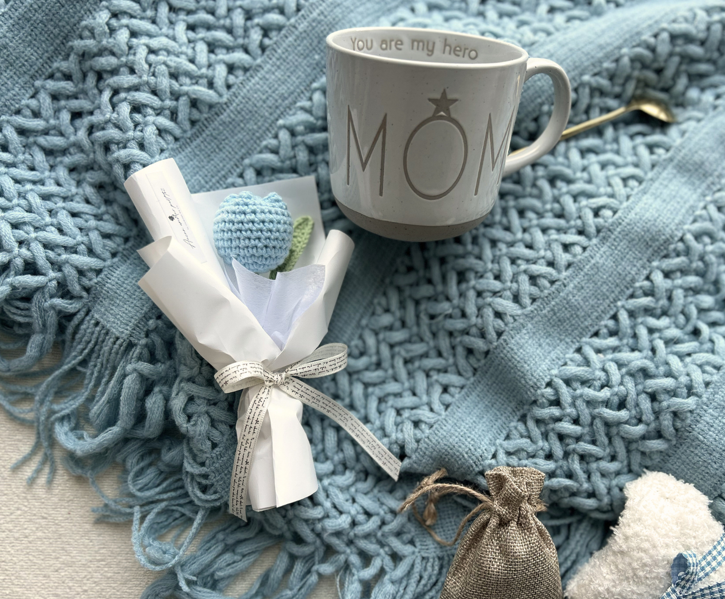 Mom's Day Gift Basket - "You Are My Hero" Cozy Blanket & Mug Set