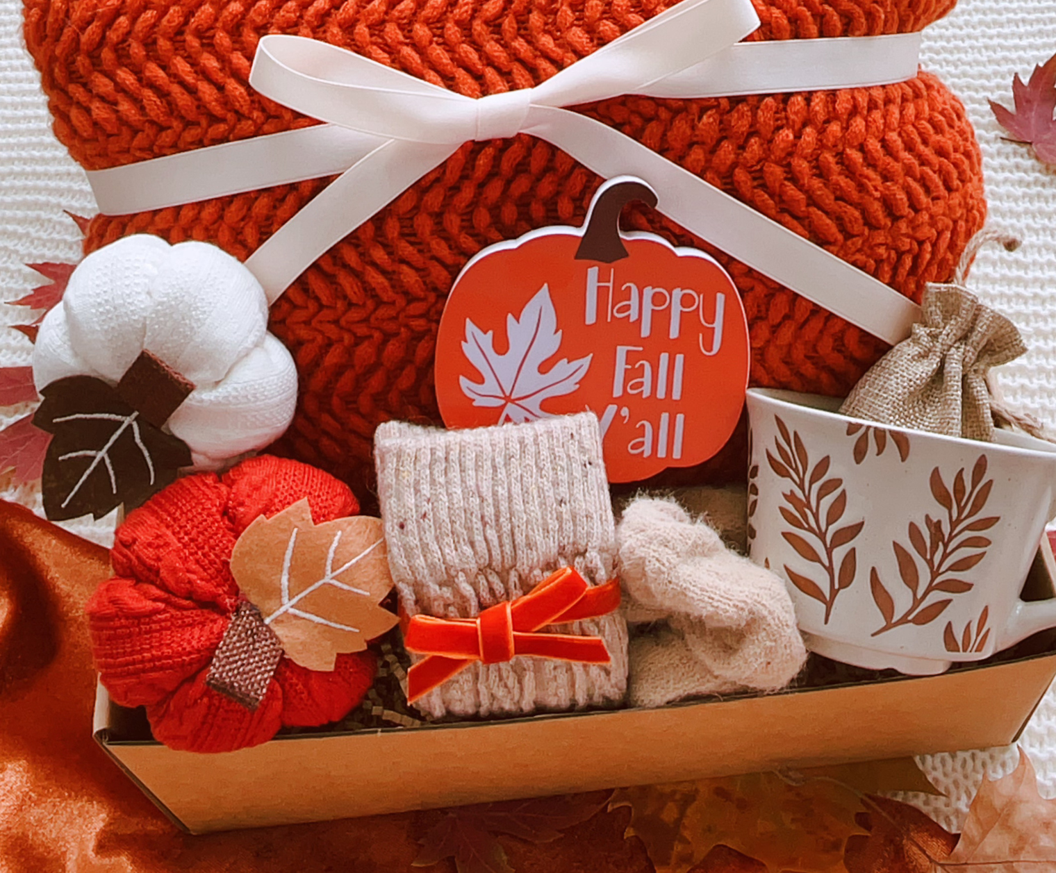 Warm Wishes Autumn Comfort Gift Basket – Blanket, Mug & Fall Treats Basketful Gifts