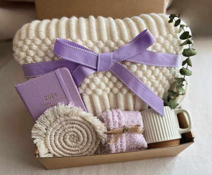 2026: Your Year to Bloom — An All-in-One Encouragement Suite Featuring the Signature Lavender Planner & Cloud-Knit Sanctuary Blanket Basketful Gifts
