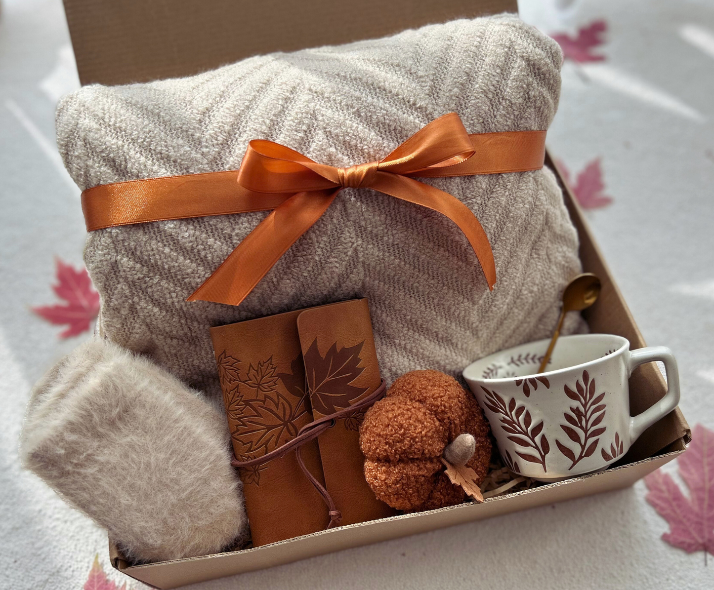 Fall Gift Basket for Her, With Cozy Blanket and Mug