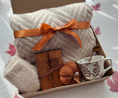 Fall Gift Basket for Her, With Cozy Blanket and Mug