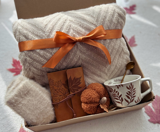 Fall Gift Basket for Her, With Cozy Blanket and Mug