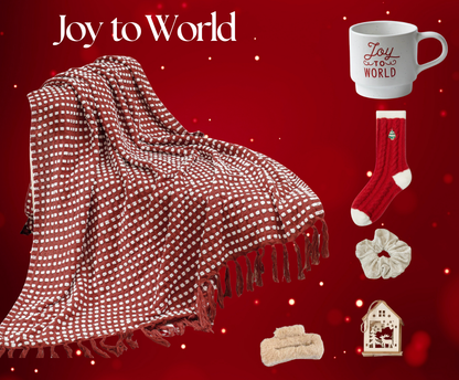 Christmas Gift Box for Family & Friends with Unique Christmas Blanket and Xmas Mug