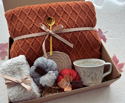 Fall Basket for Women Pumpkin Theme Care Package Burnt Orange