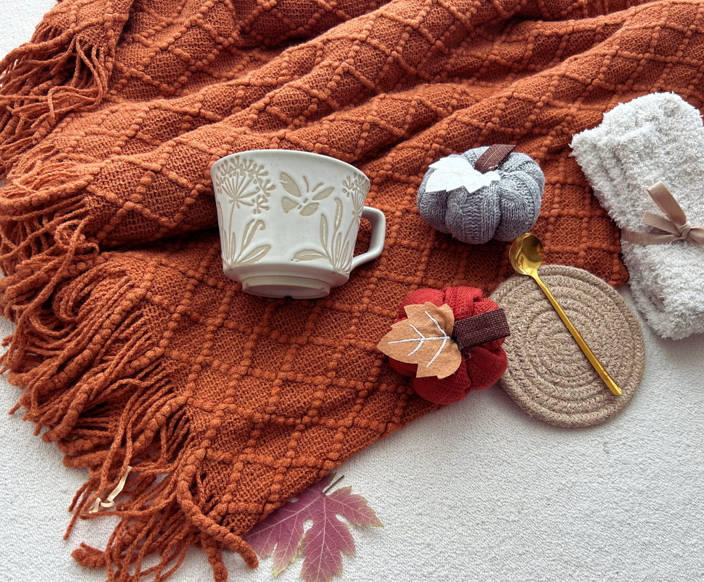 Fall Basket for Women Pumpkin Theme Care Package Burnt Orange