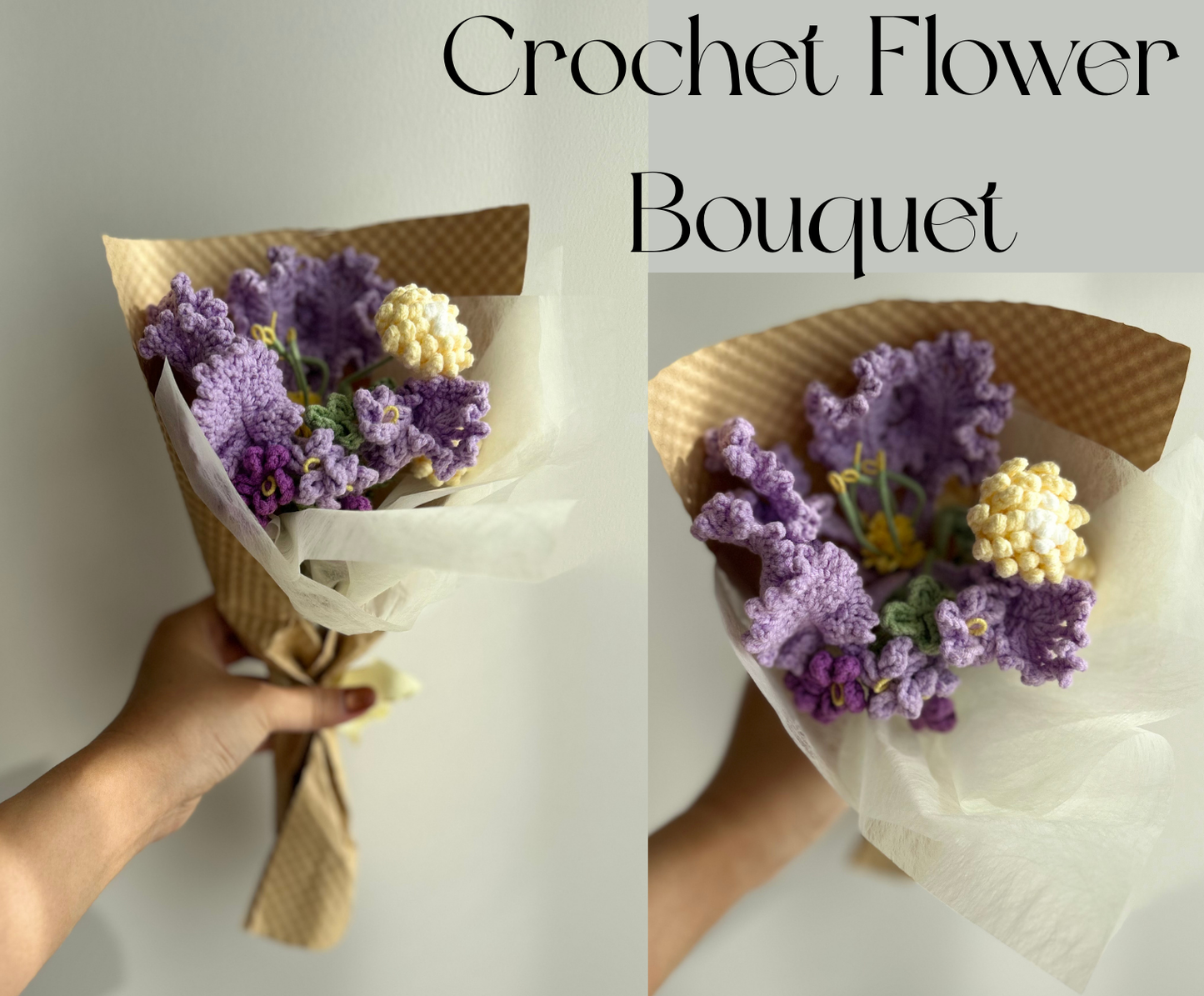 Sunshine & Lavender Joy Gift Box: Yellow Knit Blanket, Purple Crochet Bouquet & Cozy Socks Basketful Gifts