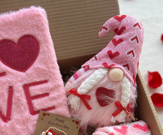 Adorable Valentine's Day Gifts for Teen Girls – Pink LOVE Notebook, Gnome Love Doll & Cute Accessories Basketful Gifts