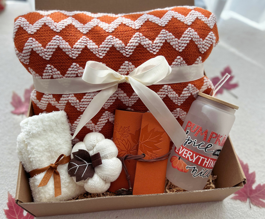 Cozy Gift Basket with Pumpkin Spice Tumbler