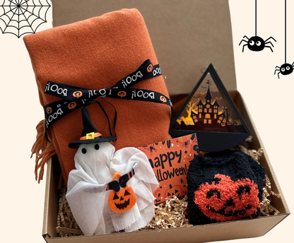 Halloween Boo Basket with Cozy Blanket & Ghost Decor Basketful Gifts