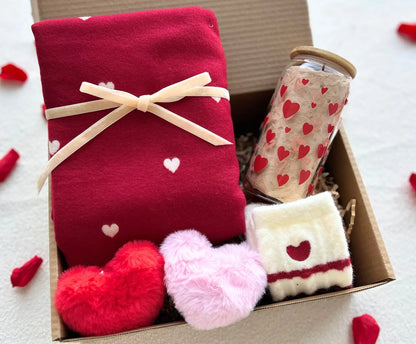 Valentine's Day Gift Baskets with Scarf and Heart Fluffy Socks Basketful Gifts