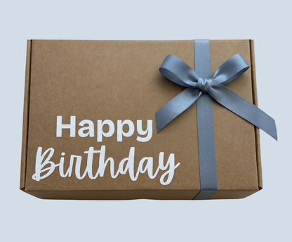 Happy Birthday Gift Baskets for Her – Blue Spa Gift Box with Birthday tumbler, Bath Bombs, Cozy Socks & Flower Bouquet