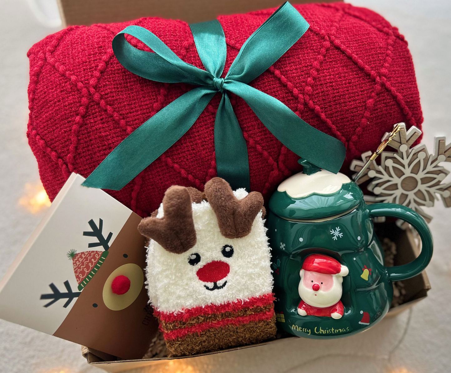 Chritmas Gift Box with Santa Mug & Reindeer Socks