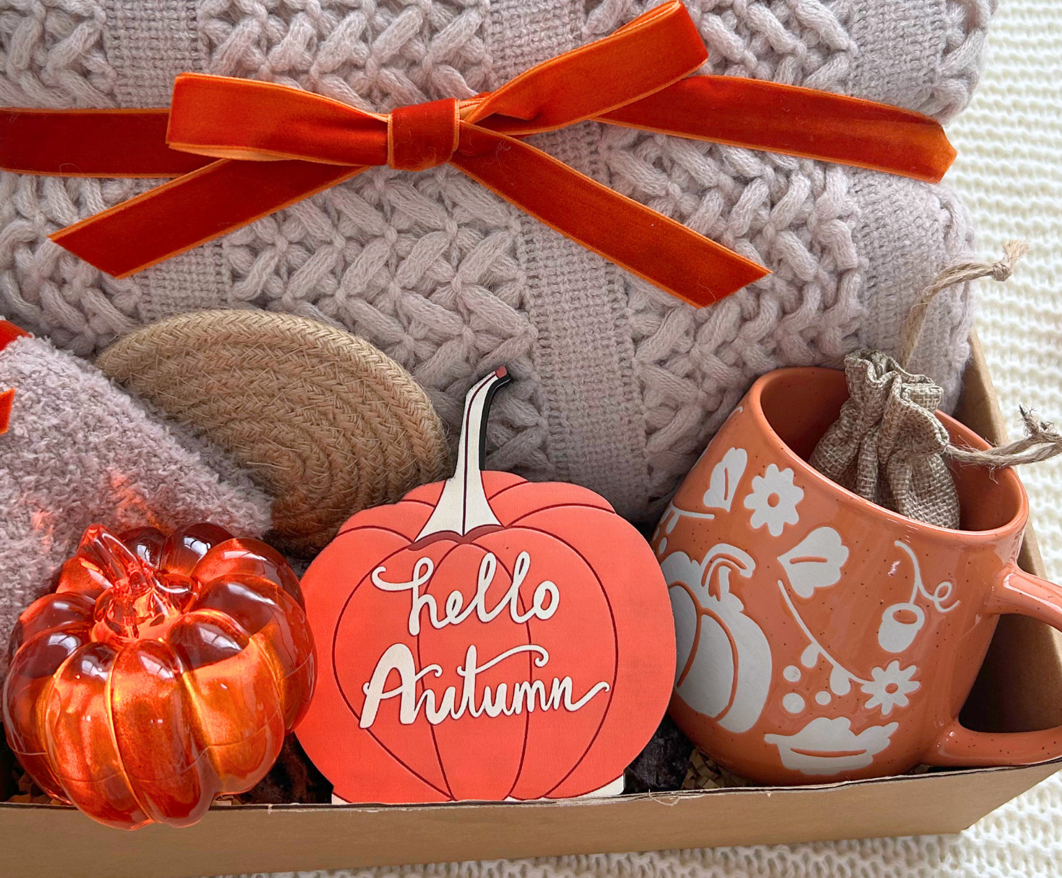 Cozy Season Care Package for Family&Friend – Fall Gift Basket with Blanket Basketful Gifts