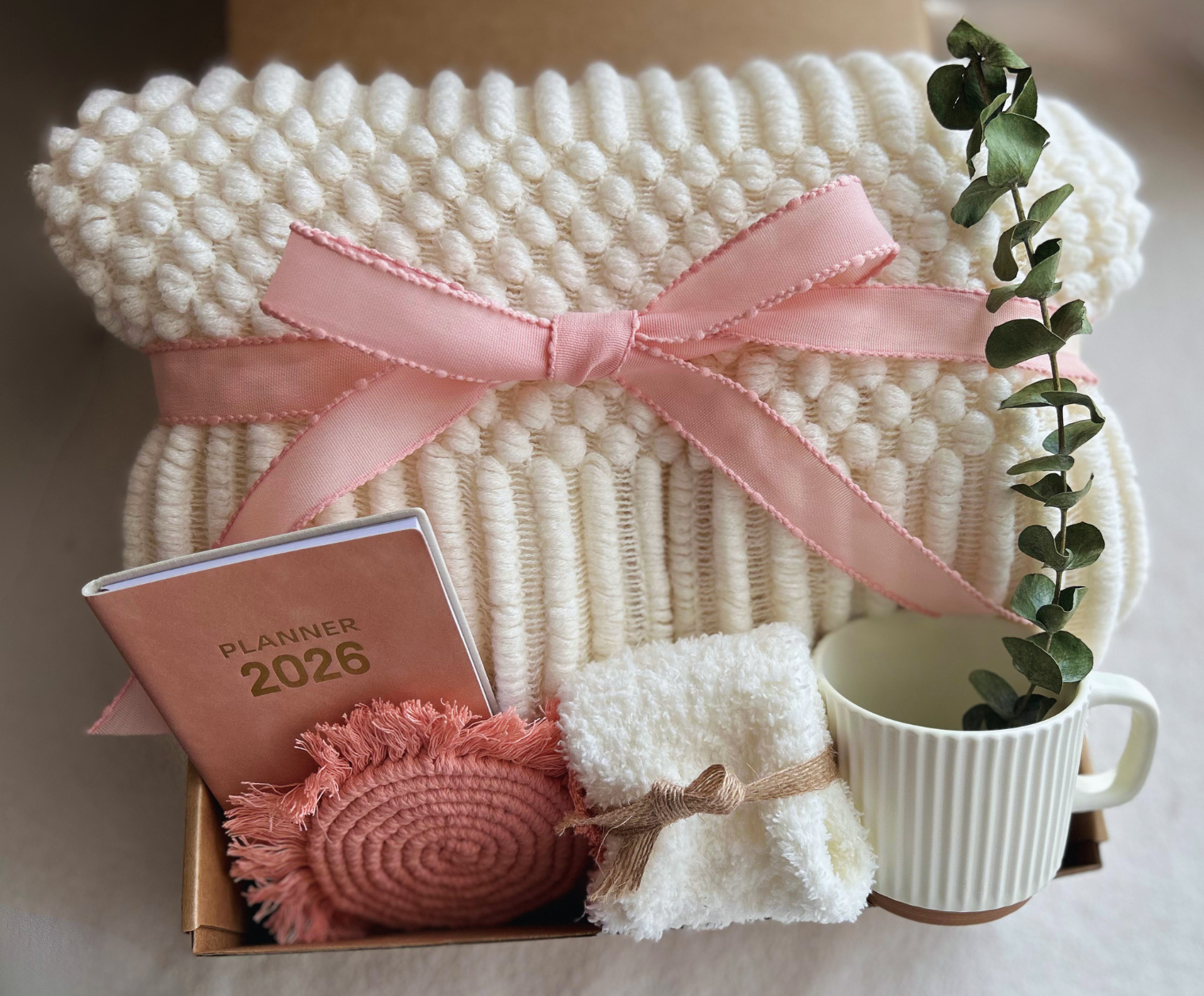 2026 Bloom & Balance Sanctuary Gift Set — A Curated New Year Ritual for Mindful Intentions and Cozy Comfort Basketful Gifts