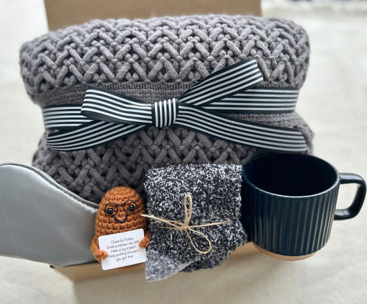 Get Well Gifts for Him | Men's Recovery Care Package with Blanket Basketful Gifts