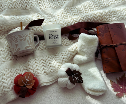 Cozy Self Care Gift Basket for Women & Men with Crochet Blanket