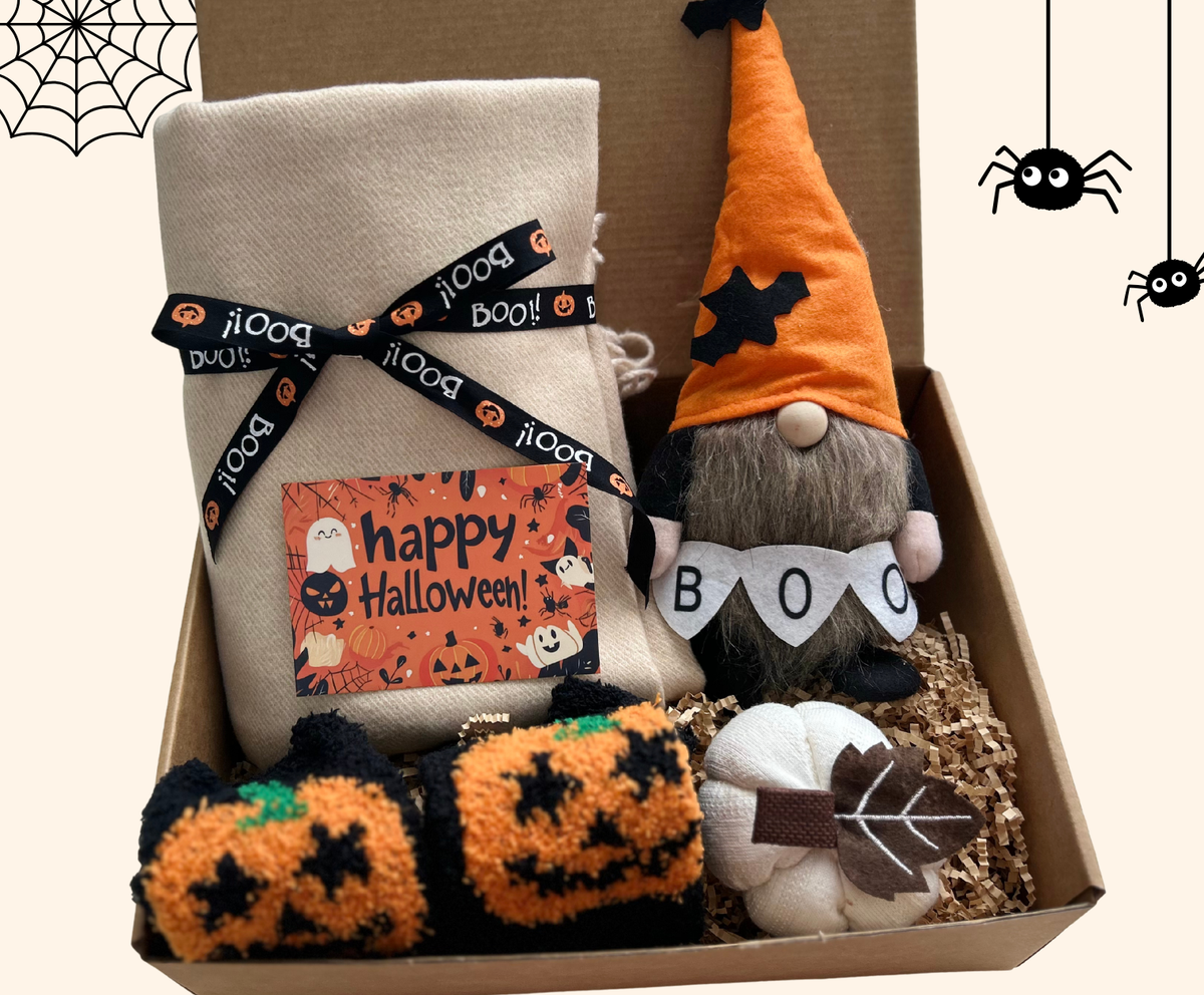 Halloween Boo Basket with Cozy Blanket & Gnome Basketful Gifts