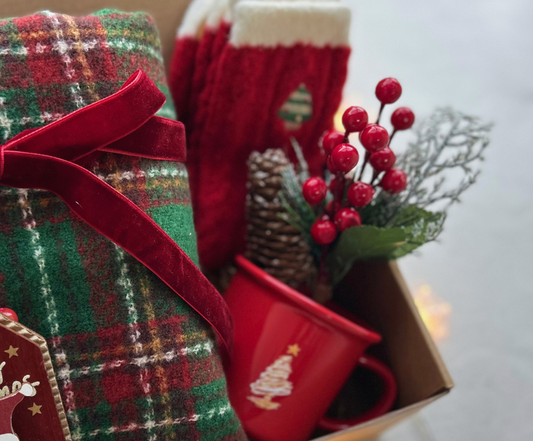 Christmas Gift Baskets for Her with Scarf and Festive Mug