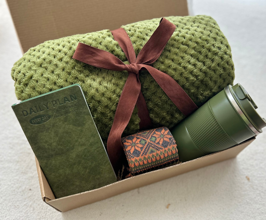 Gift Basket for Men with Velvet Blanket & Tumbler