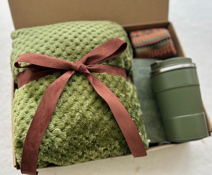 Gift Basket for Men with Velvet Blanket & Tumbler
