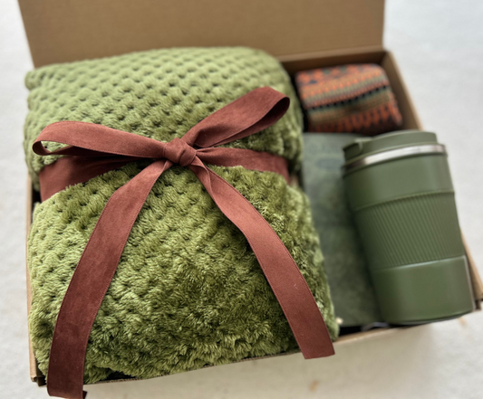 Gift Basket for Men with Velvet Blanket & Tumbler