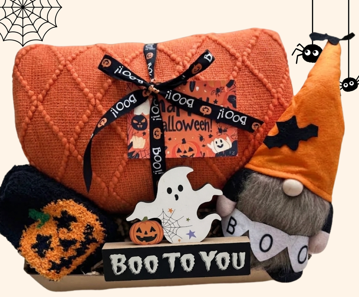 Halloween Boo Basket with Cozy Blanket & Gnome (Copy) Basketful Gifts