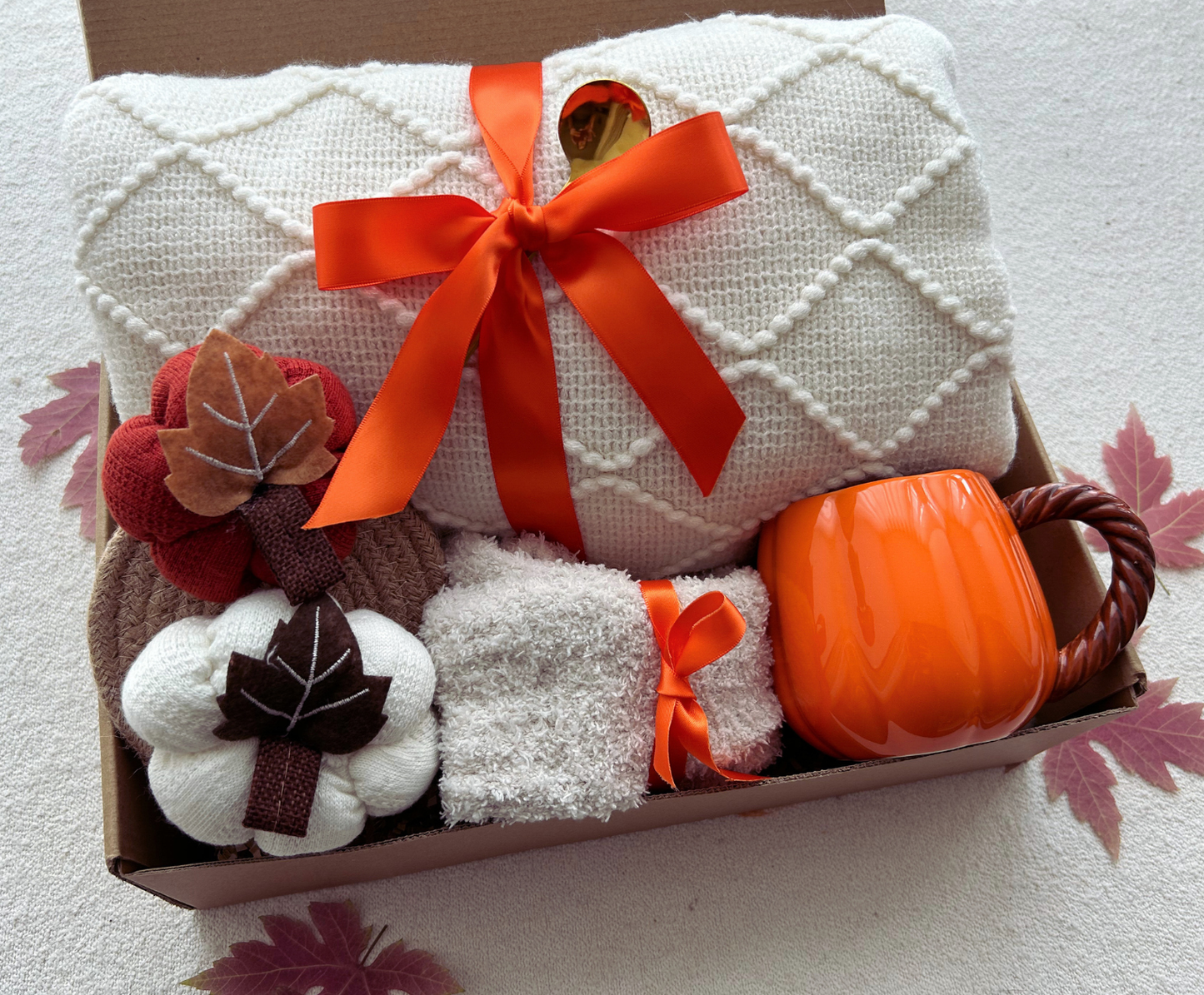 Pumpkin Theme Fall Gift Basket Self Care Package Birthday Gift Basket for Women