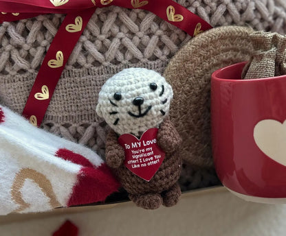 Cozy Valentine’s Day Gift Box for Her – Knit Blanket, Heart Socks & Keepsake Mug Basketful Gifts