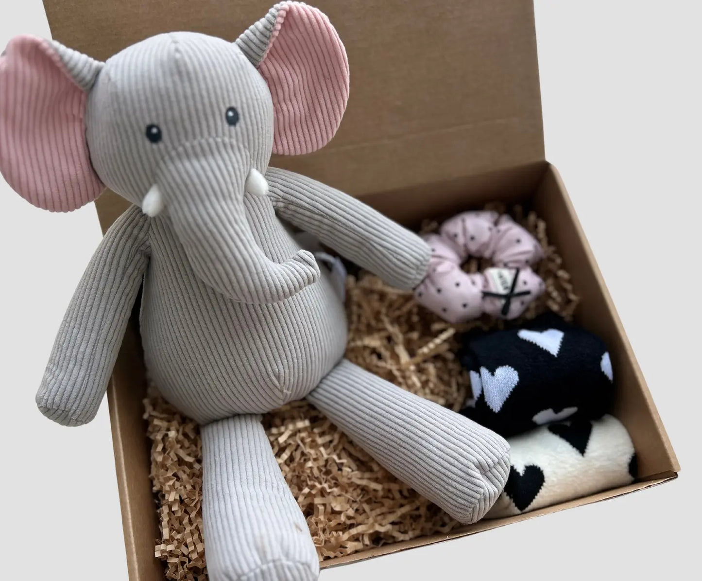 Kids' Get Well Soon Gift Box with Adorable Elephant Plush, 3D Pop-Up Card, and Cozy Socks Basketful Gifts